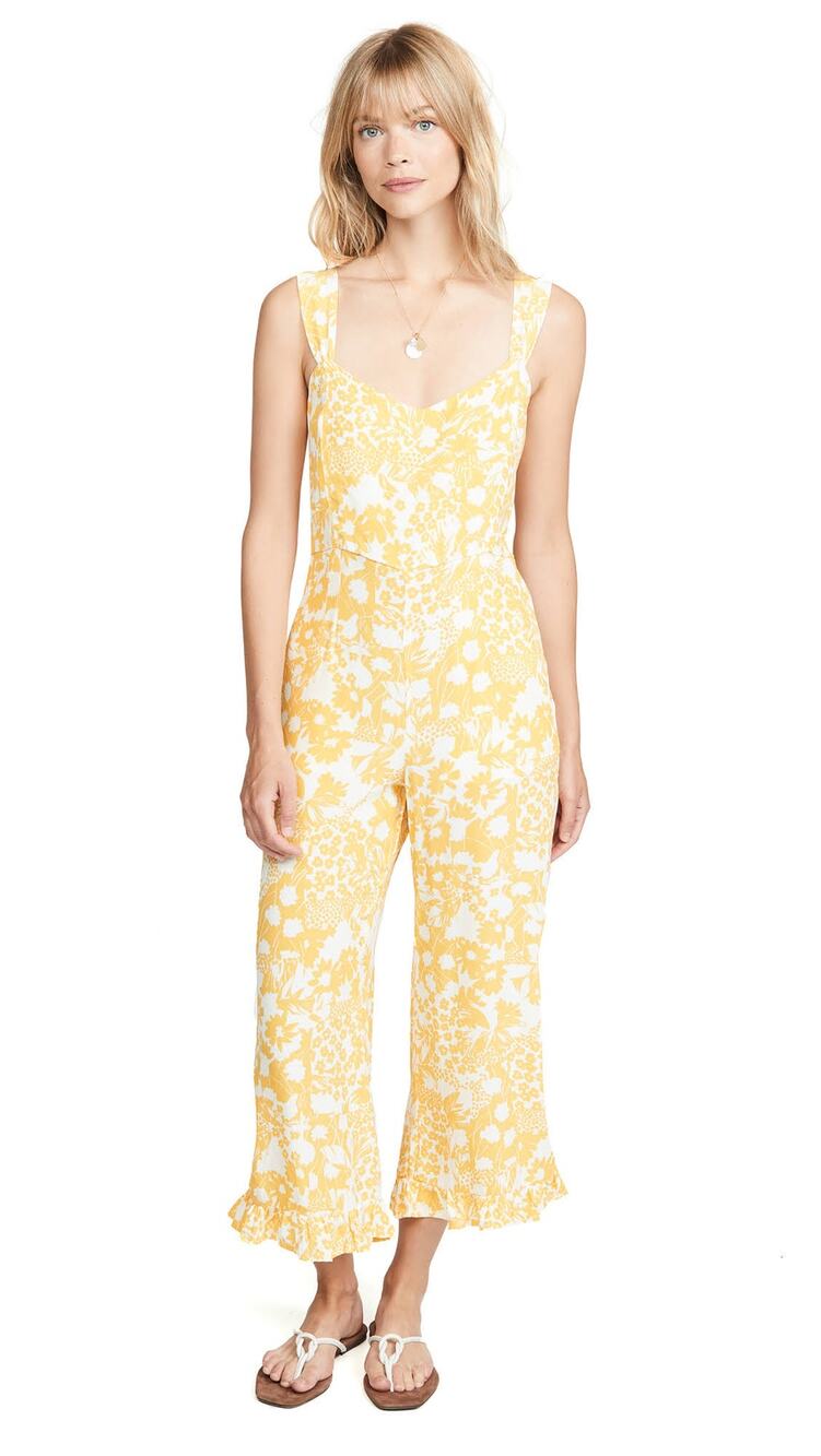 Faithfull The Brand Kasbah Jumpsuit in Jasmine Yellow Hestia Floral Size 4